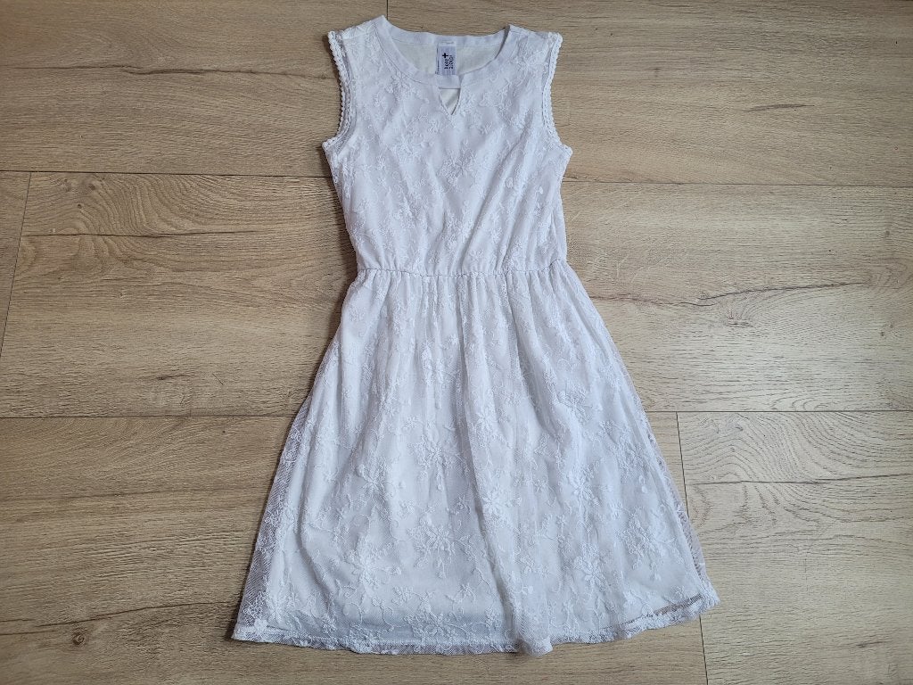 HERE THERE wit kanten jurkje maat 158/164 ~ TH2056, Kinderen en Baby's, Kinderkleding | Maat 158, Meisje, Ophalen of Verzenden