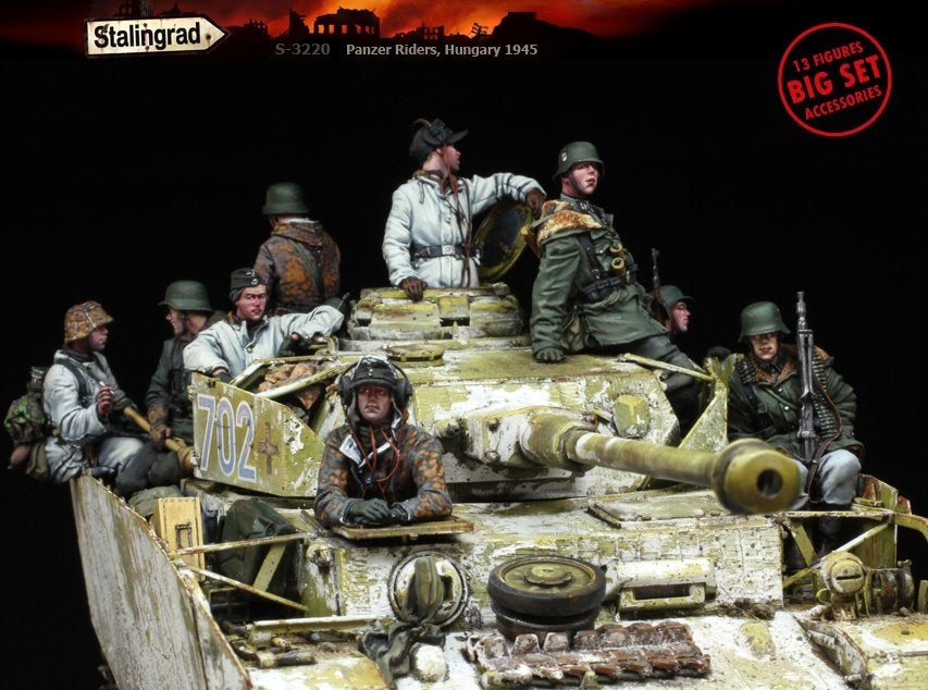 D-64,RESIN,Panzer Riders,Hungary 1945,Big Set 13 figures and, Hobby en Vrije tijd, Ophalen of Verzenden, Nieuw, 1:35 tot 1:50