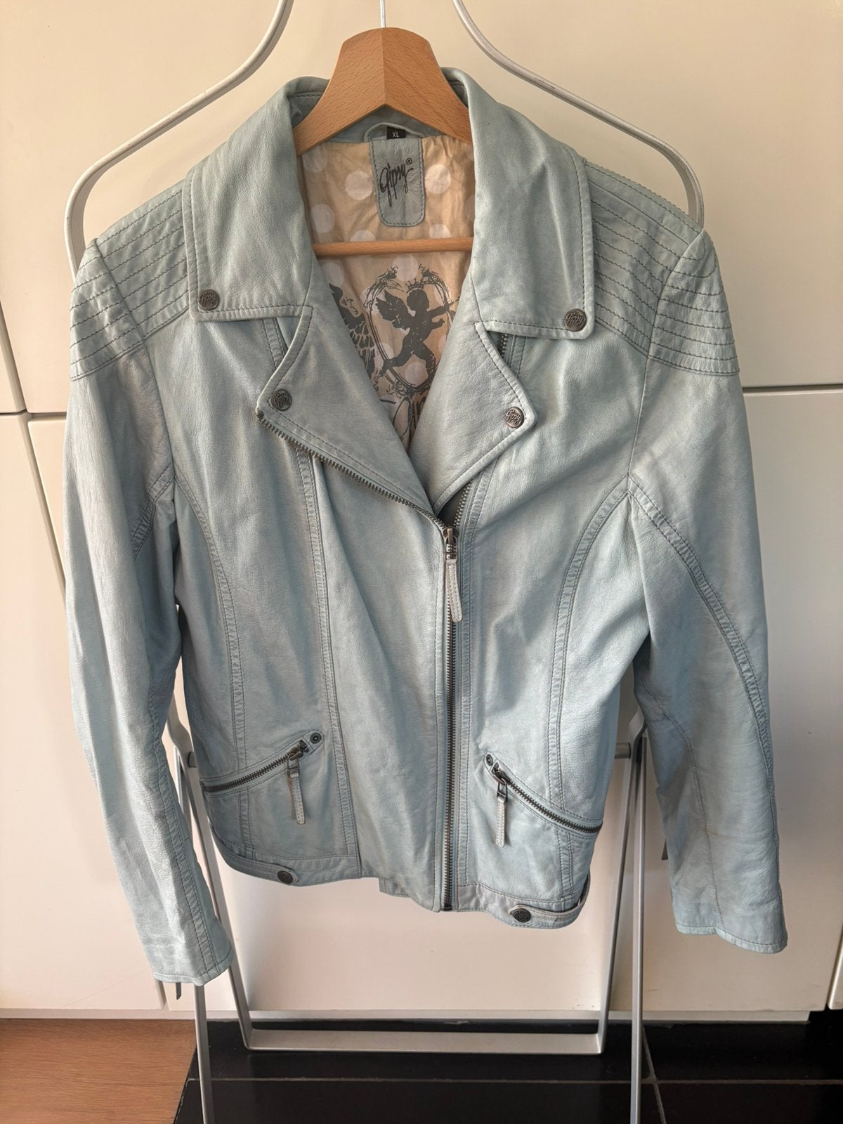 Leren dames jas jack, Ophalen of Verzenden, Zo goed als nieuw, Maat 42/44 (L), Blauw