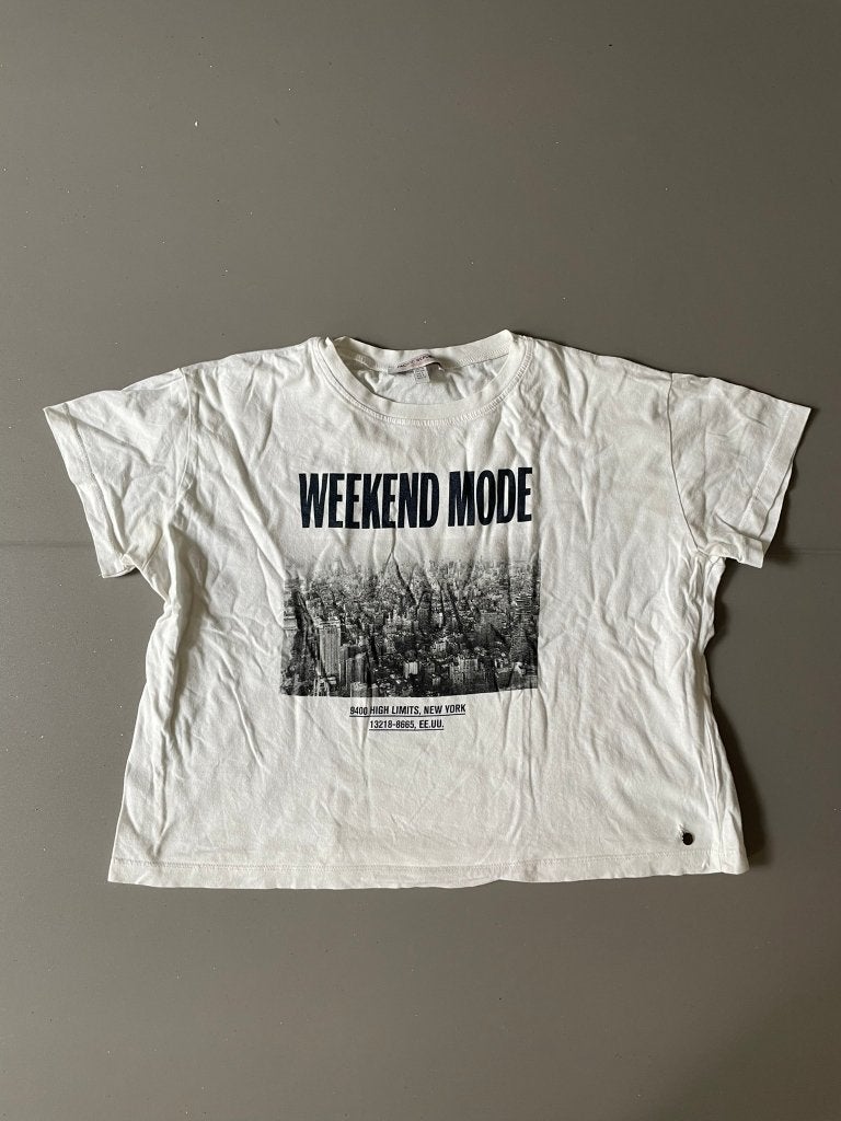 Weekend T-Shirt - Pull & Bear, Wit, Ophalen of Verzenden, Zo goed als nieuw, Korte mouw