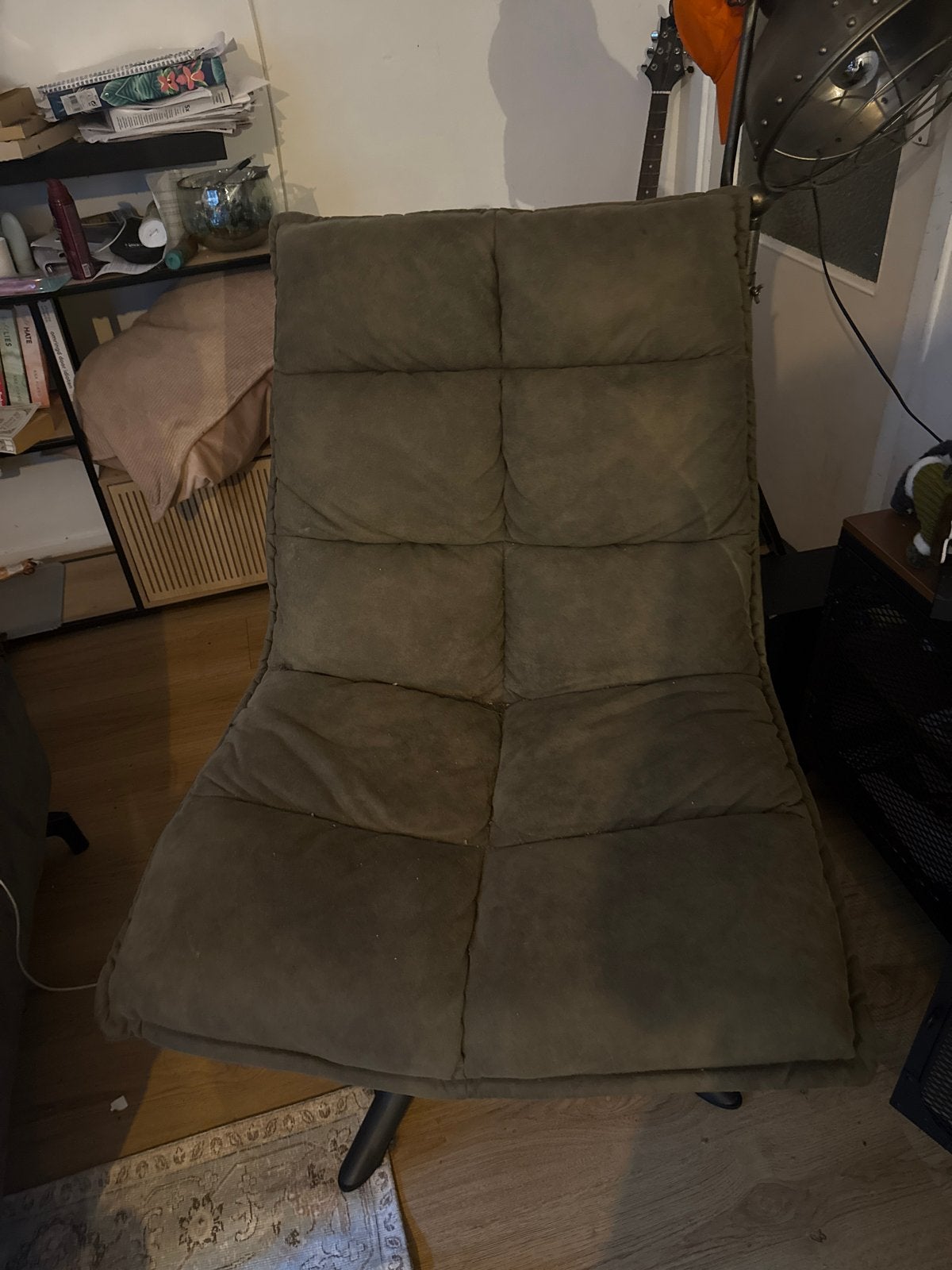 Comfortabele draaibare fauteuil - Groen/Bruin, Huis en Inrichting, Stoelen, Gebruikt, Eén, Stof, Overige kleuren, Ophalen