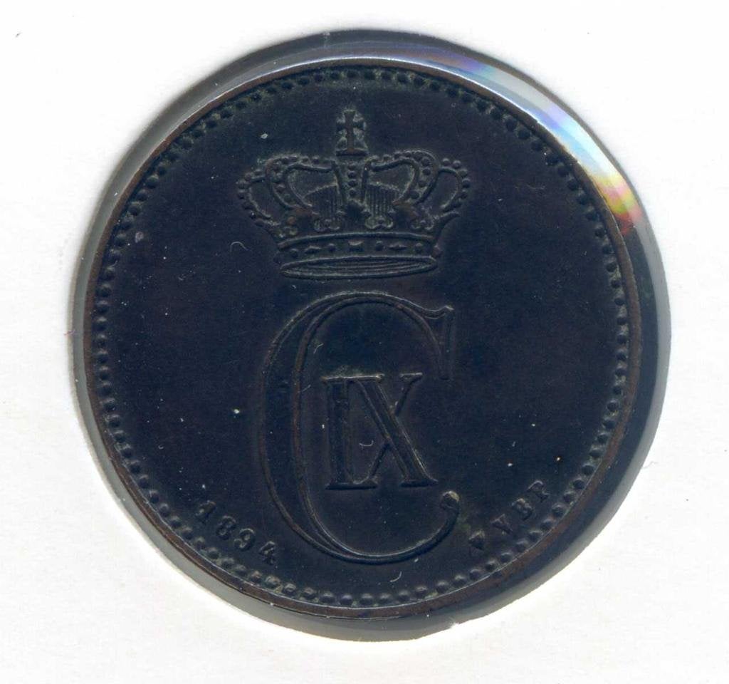 Denemarken 2 Ore 1894 Dolfijn, Ophalen of Verzenden, Overige landen