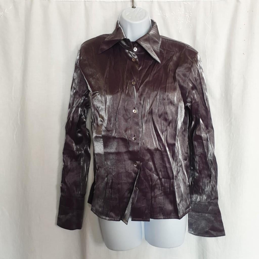 Gave paars zilver glanzende blouse. Mt 38. Merk True City, Maat 38/40 (M), ., Paars, Ophalen of Verzenden