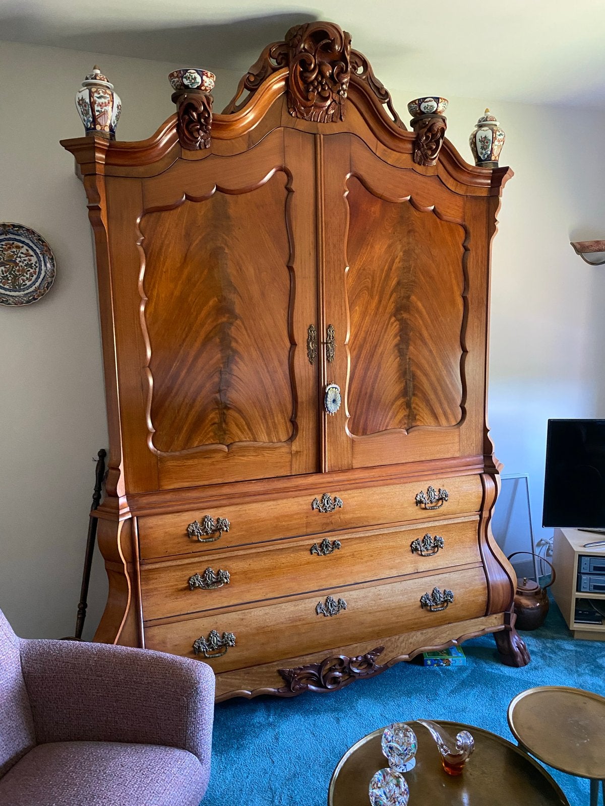 Antieke Gebogen Cabinet Kast - 160-200 Jaar Oud, Antiek en Kunst, Antiek | Meubels | Kasten, Ophalen