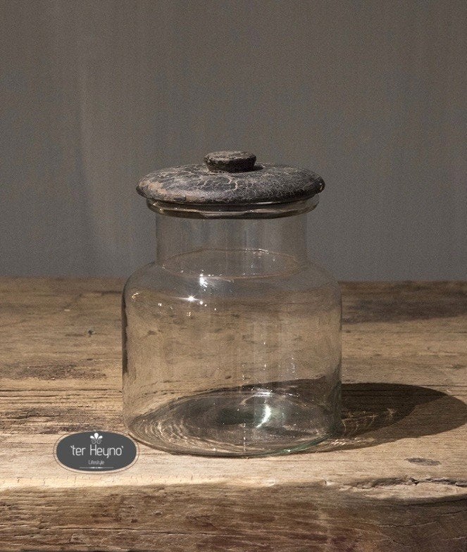 Glazen voorraadpot M pot deksel glas stoer sober landelijk, Verzenden, Nieuw, Glas, Landelijk
