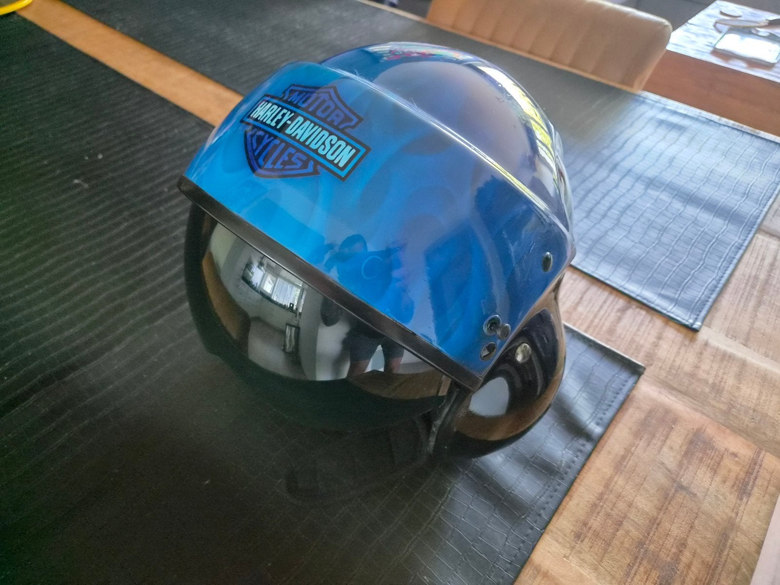 Marushin piloten helm special paint Harley Davidson skull, M, Jethelm, Tweedehands, Ophalen