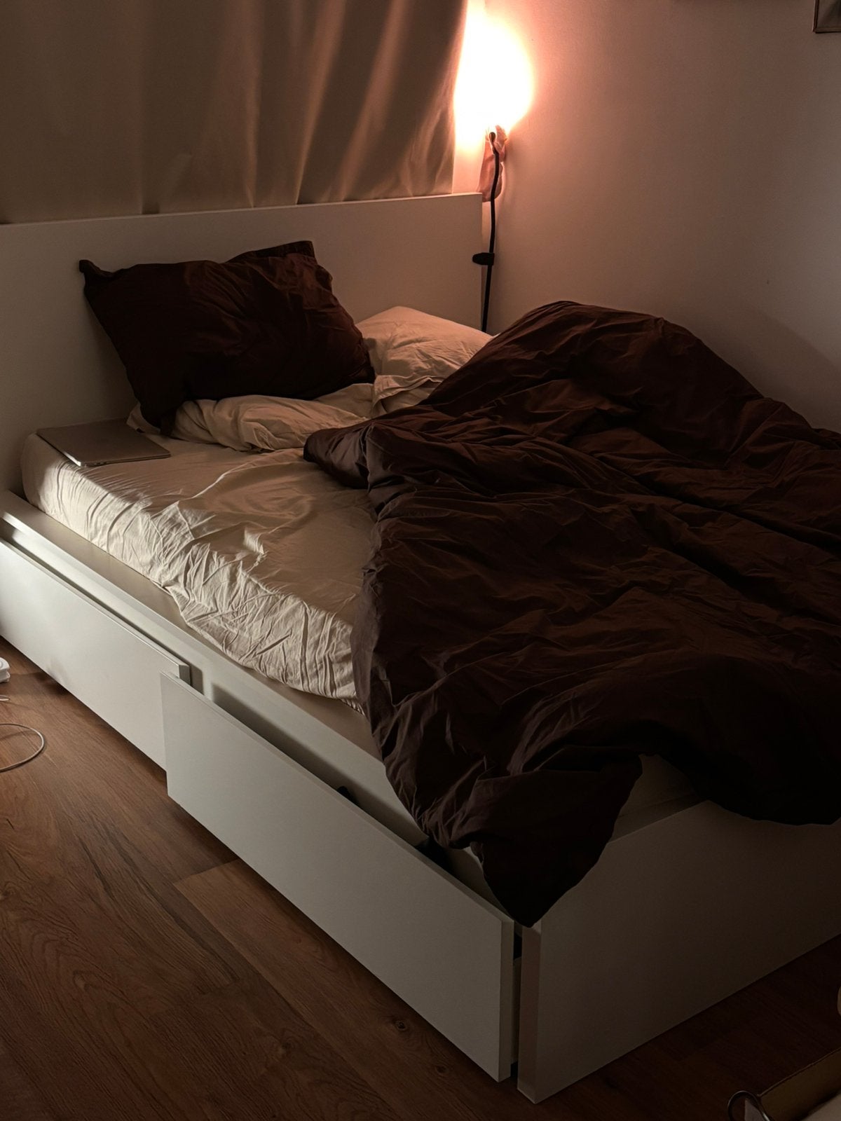 Ikea Malm bed, Ophalen, Overige materialen, Wit, Tweepersoons