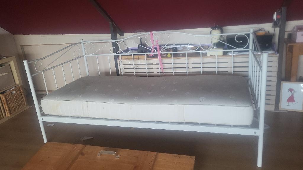 Bed, Ophalen, Gebruikt, Eenpersoons, Wit