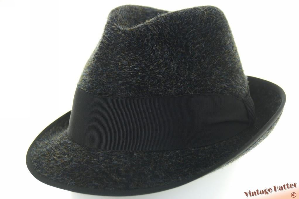 Vintage Gleufhoed Harvard gemengd donker grijs haarvilt 56,5, Ophalen of Verzenden, Harvard, Hoed, 57 cm (M, 7⅛ inch) of minder
