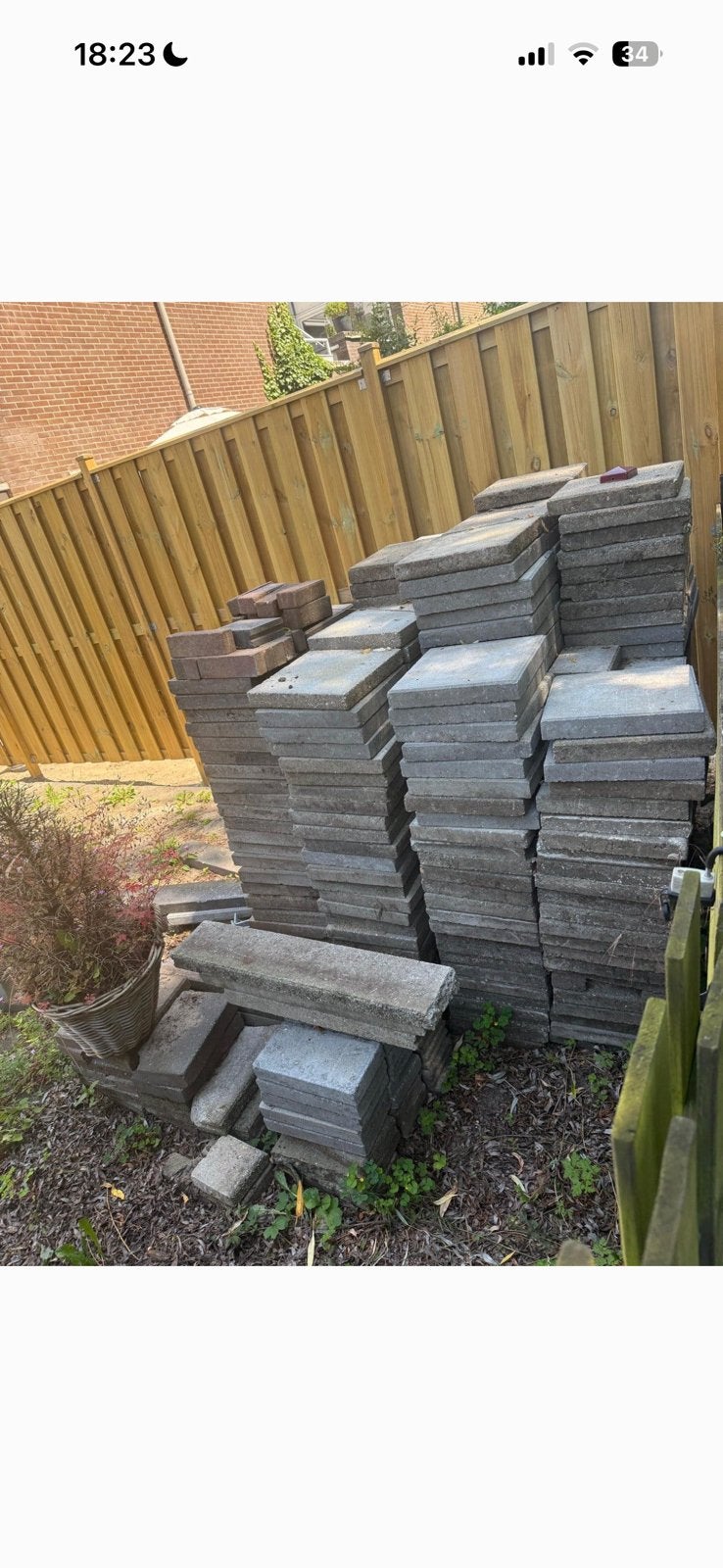 GRATIS STOEPTELS, Ophalen, Gebruikt, Steen of Klei, 15 m² of meer