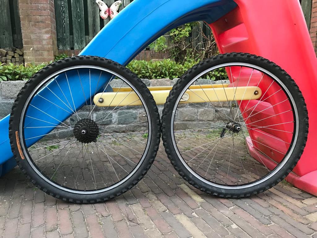Araya RM-17 velgen met Shimano Deore XT naven vintage MTB, Fietsen en Brommers, Fietsonderdelen, Wiel, Gebruikt, Ophalen of Verzenden