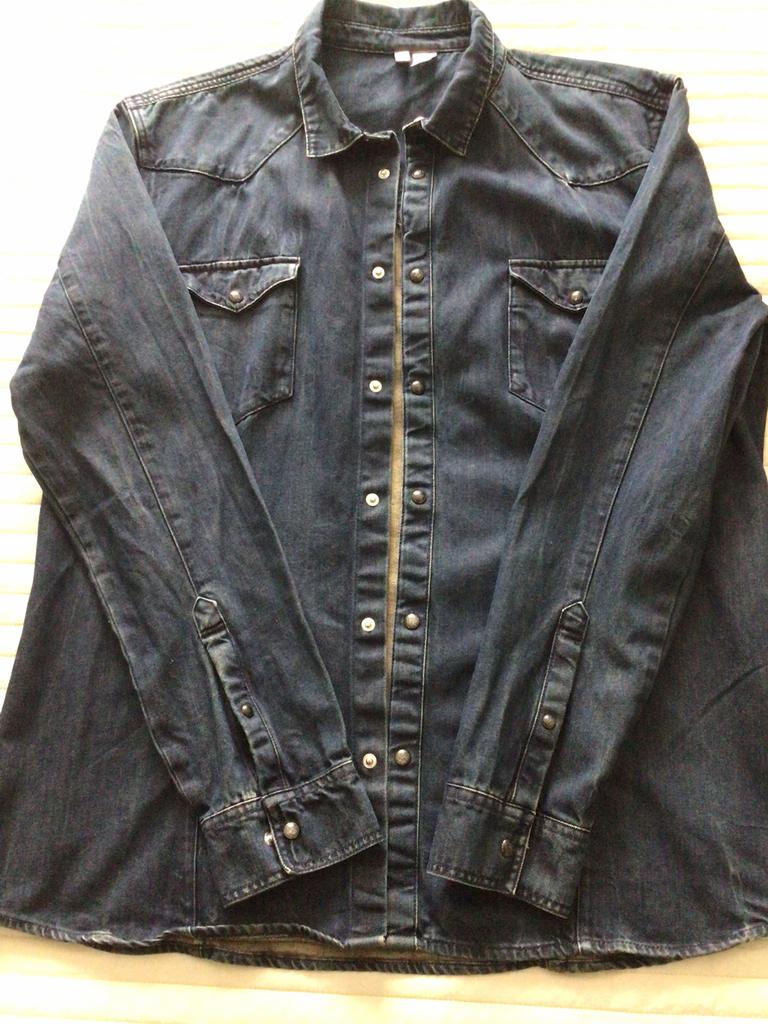 Spijkerbloes H&M blue, maat XL., Ophalen, Zo goed als nieuw, Blauw, Halswijdte 43/44 (XL)