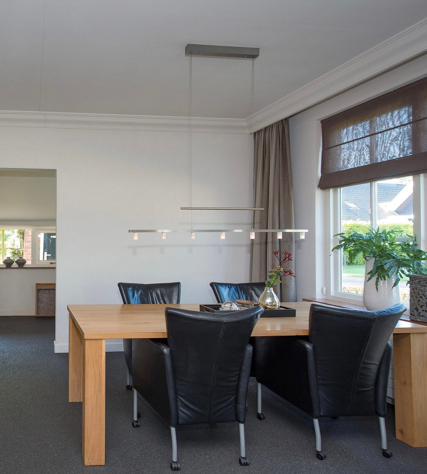 Hanglamp rvs met matglazen kelken, Ophalen, Gebruikt, Metaal, Modern