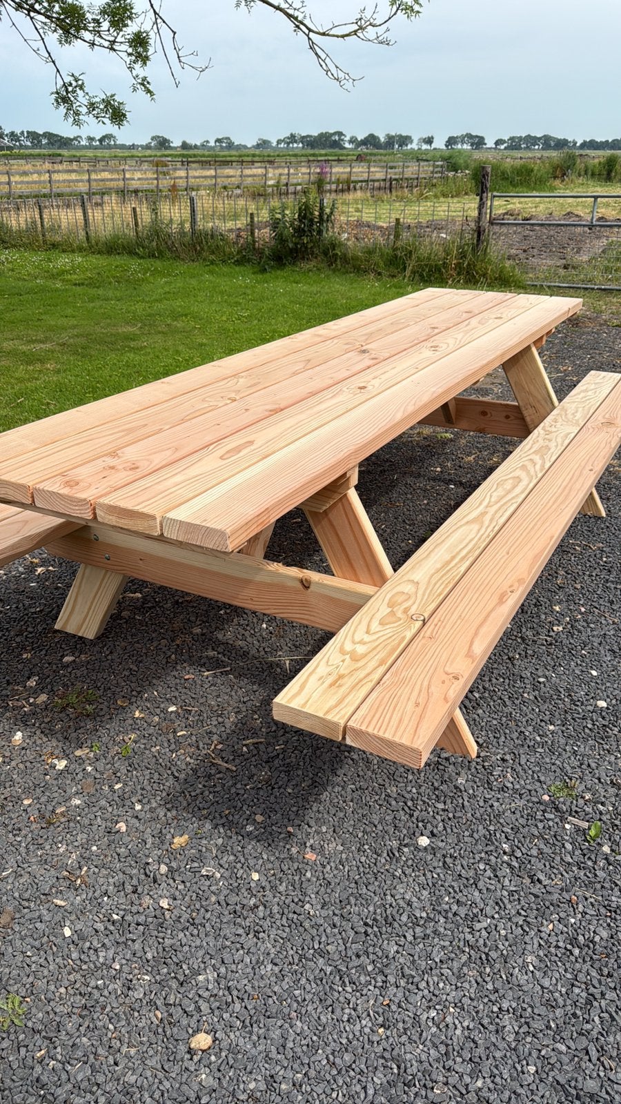 Robuuste douglas picknicktafels, Ophalen of Verzenden, Zo goed als nieuw, Rechthoekig, Hout