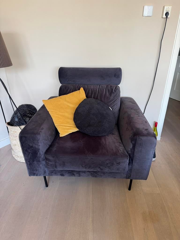 Antraciet fauteuil, Ophalen, Zo goed als nieuw, 75 tot 100 cm