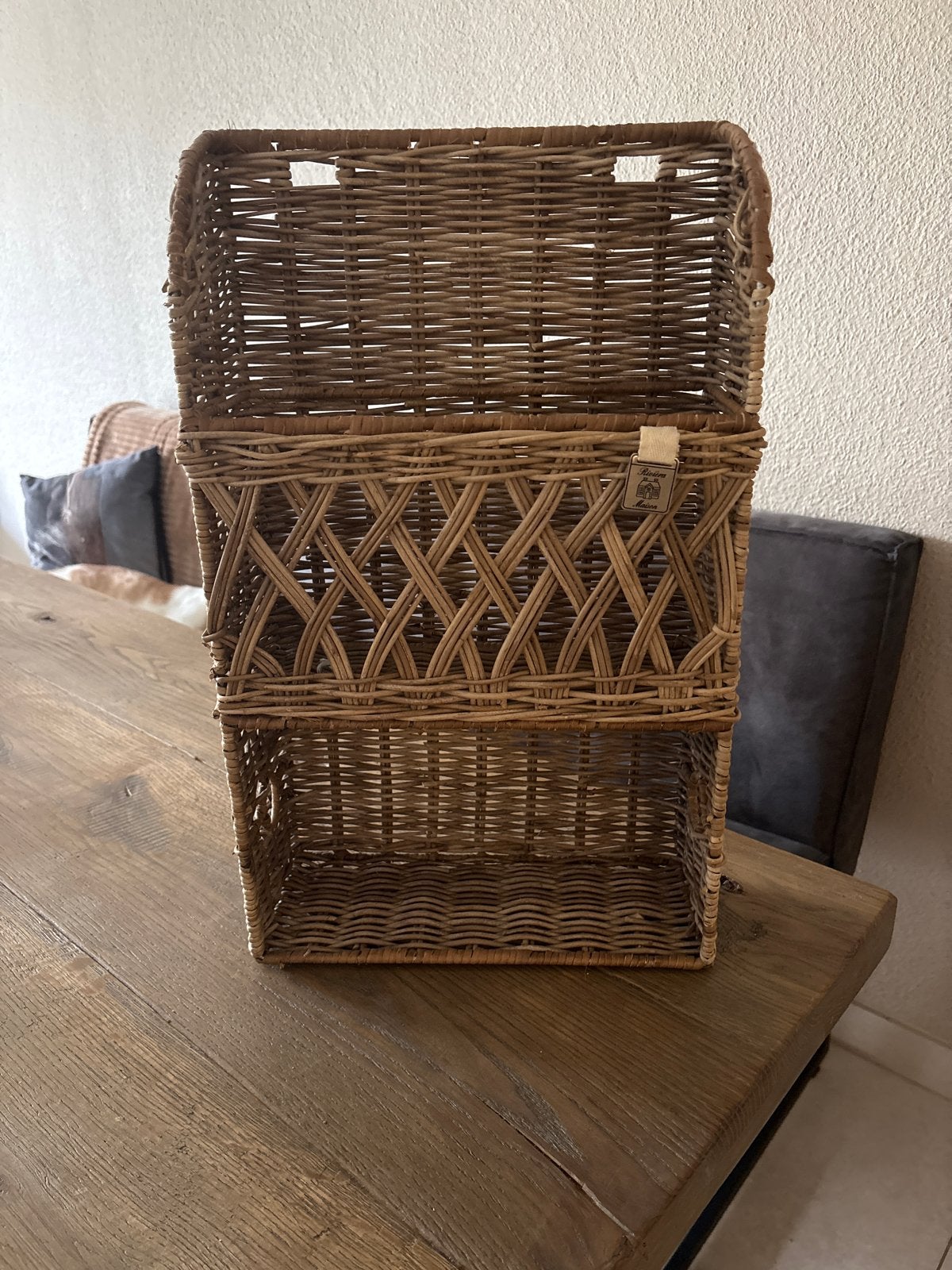 Riviera Maison rotan tijdschriftenrek/opberger, Ophalen, Minder dan 50 cm, Zo goed als nieuw, 75 – 100