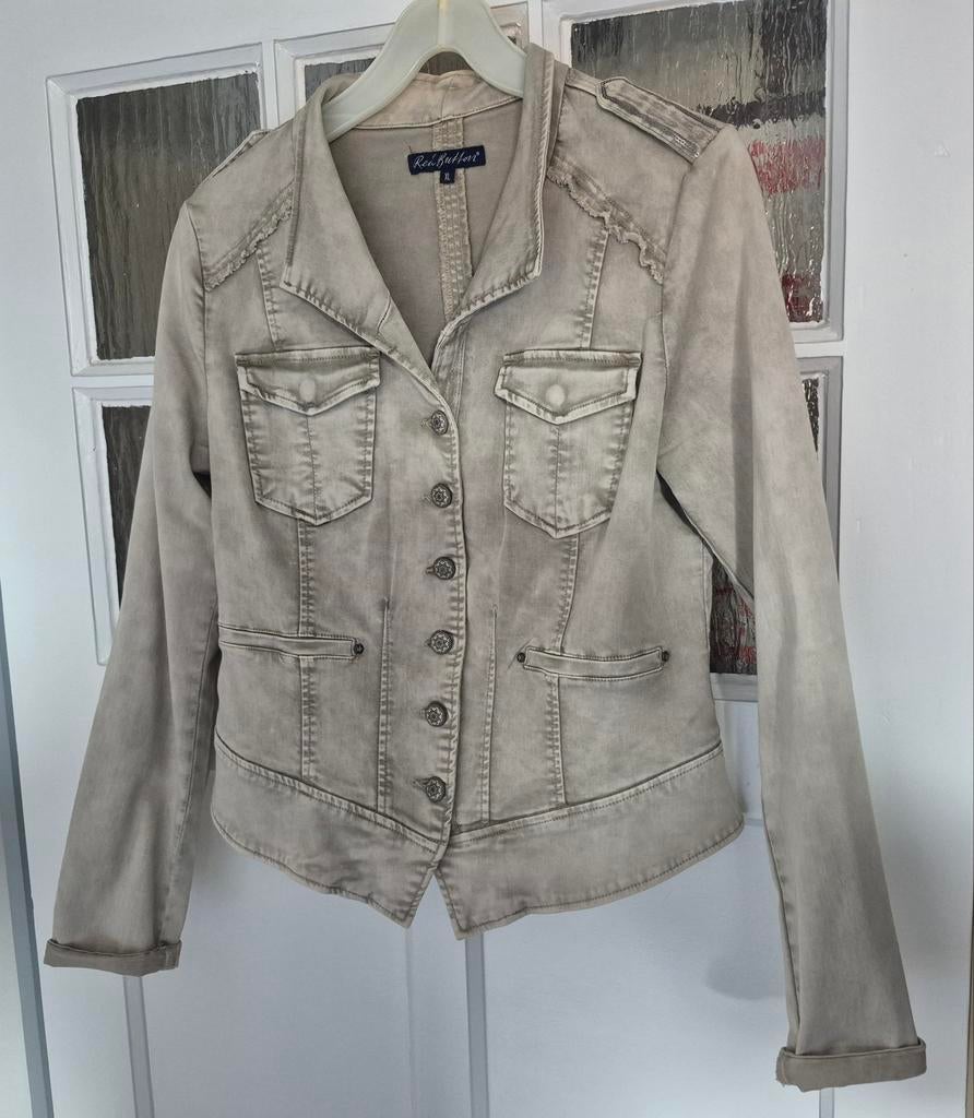 Mooie beige/grijs Jack van stretchstof, maat xl, Kleding | Dames, Ophalen of Verzenden, Zo goed als nieuw, Maat 46/48 (XL) of groter