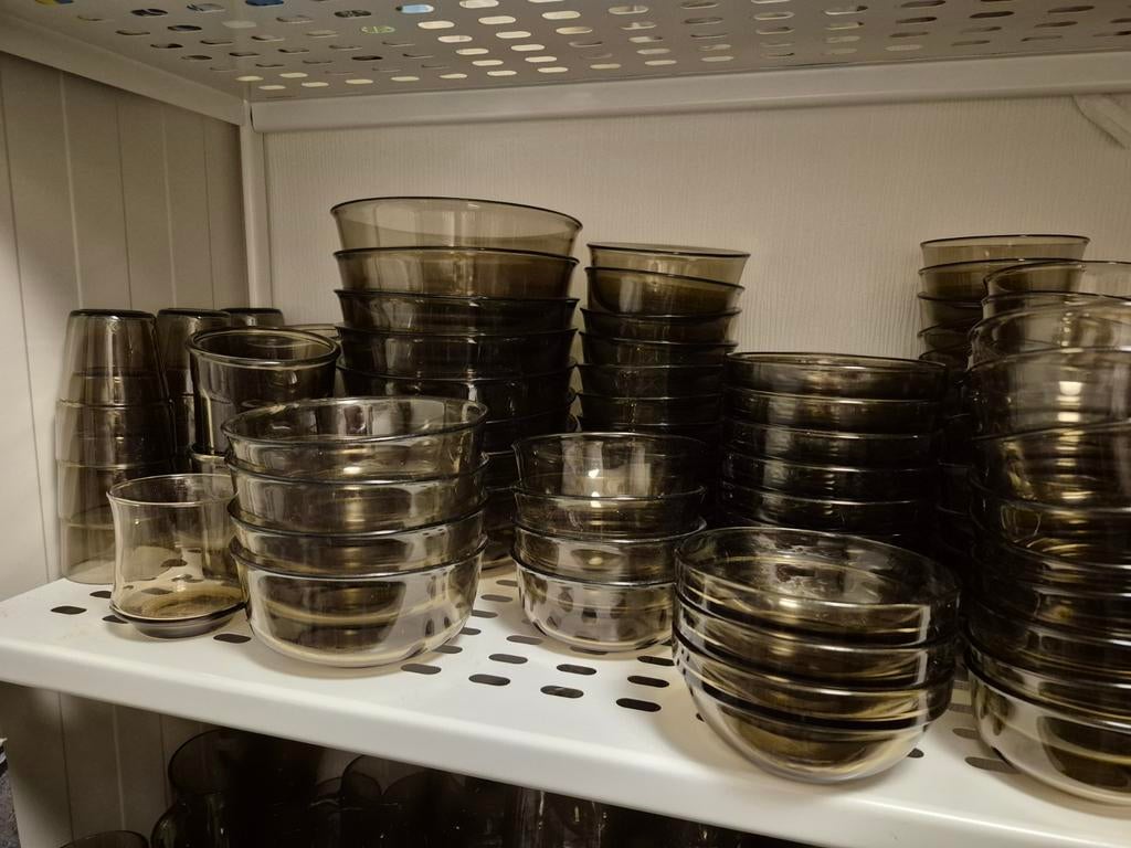 Luminarc arcoroc france bruin glas servies smoke zie adv., Ophalen of Verzenden, Zo goed als nieuw, Glas