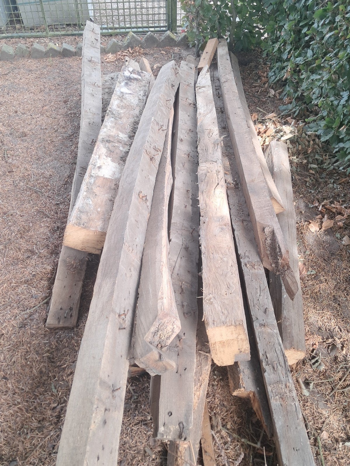 eiken balken, Doe-het-zelf en Verbouw, Hout en Planken, Ophalen, Gebruikt, Eiken, 200 tot 250 cm