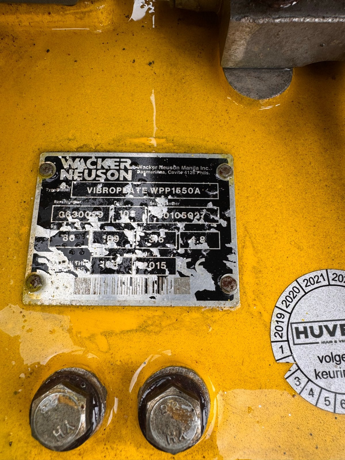 Wacker Neuson trilplaat WPP1550A - 2015 model, Zakelijke goederen, Ophalen
