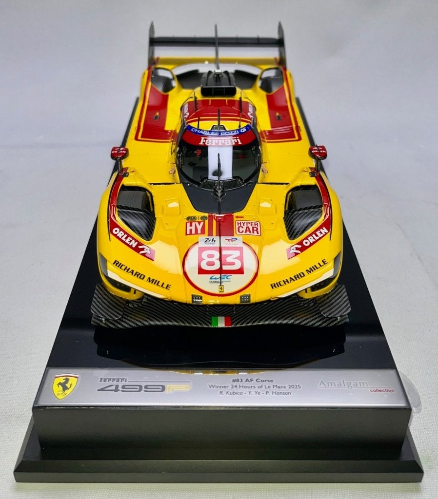 Ferrari 499P #83 LeMans 2025 Geel 1:18 van Amalgam, Hobby en Vrije tijd, Modelauto's | 1:18, Ophalen of Verzenden, Nieuw, Auto