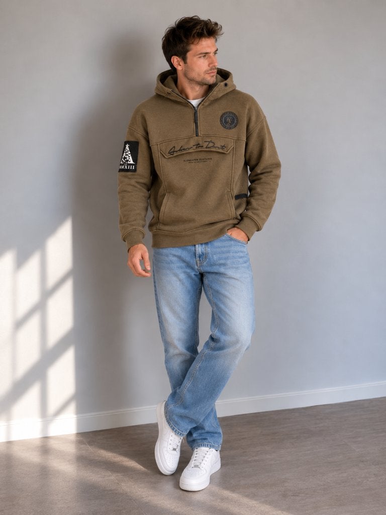 Ashes to Dust hoodie XS | bruin/khaki | oversized streetwear, Overige kleuren, Ashes to dust, Ophalen of Verzenden, Zo goed als nieuw