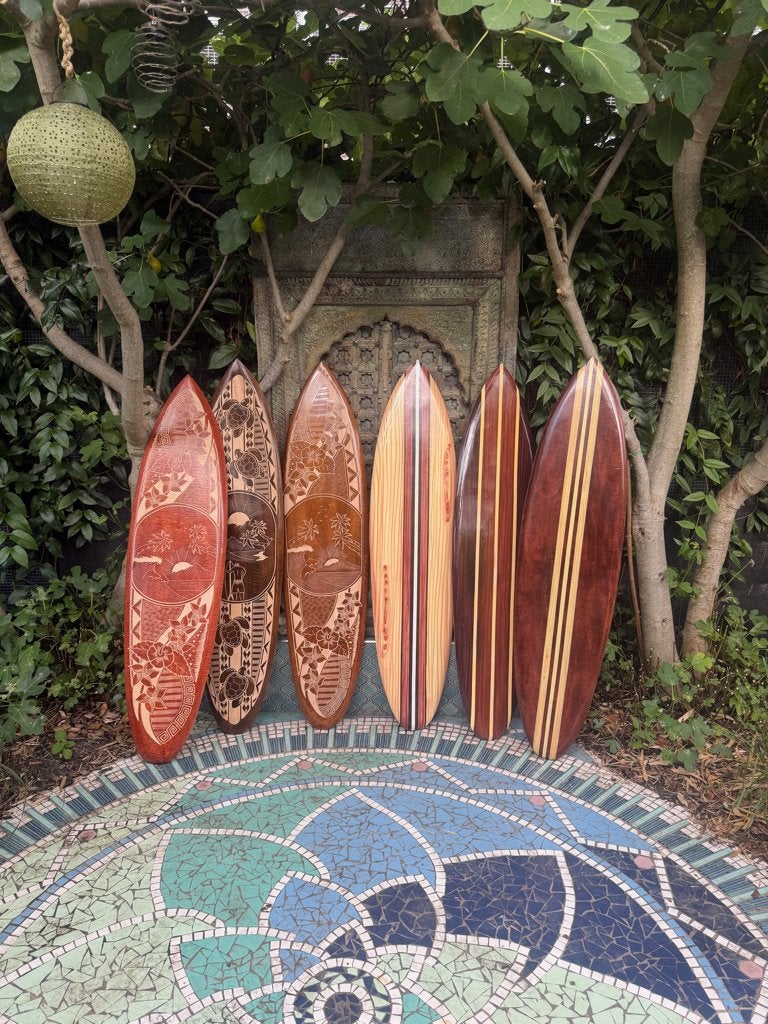 Surfplank handwerk wanddecoratie Bali Boho mancave Indonesie, Verburgt Vintage, Boho, Hout, Meerkleurig
