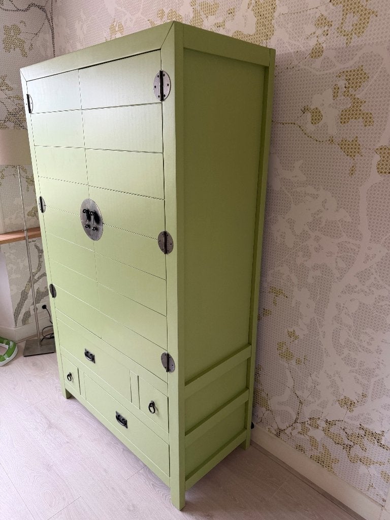 Chinese kast - Chinese wedding cabinet in lime groen, Ophalen, Zo goed als nieuw, Oosters / Behemian / Eclectisch