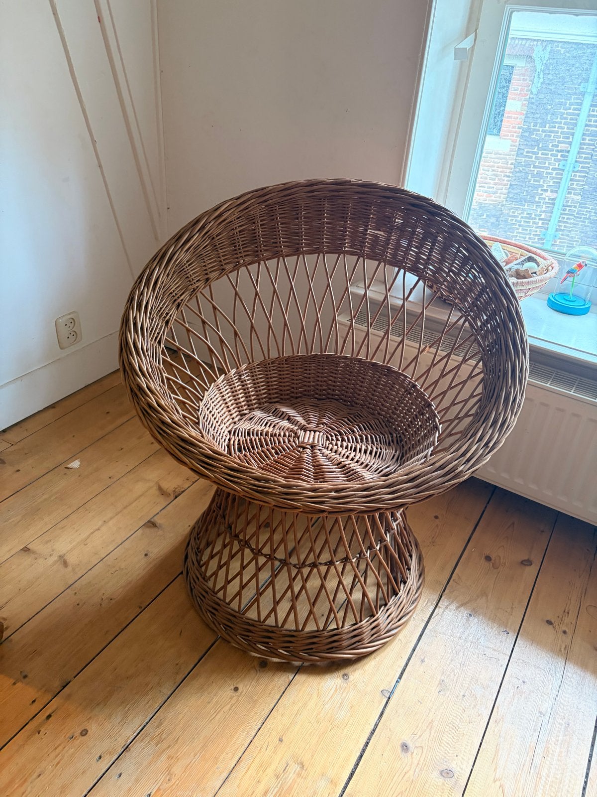 Rotan Kuipstoel, Huis en Inrichting, Stoelen, Ophalen, Gebruikt, Bruin, Riet of Rotan