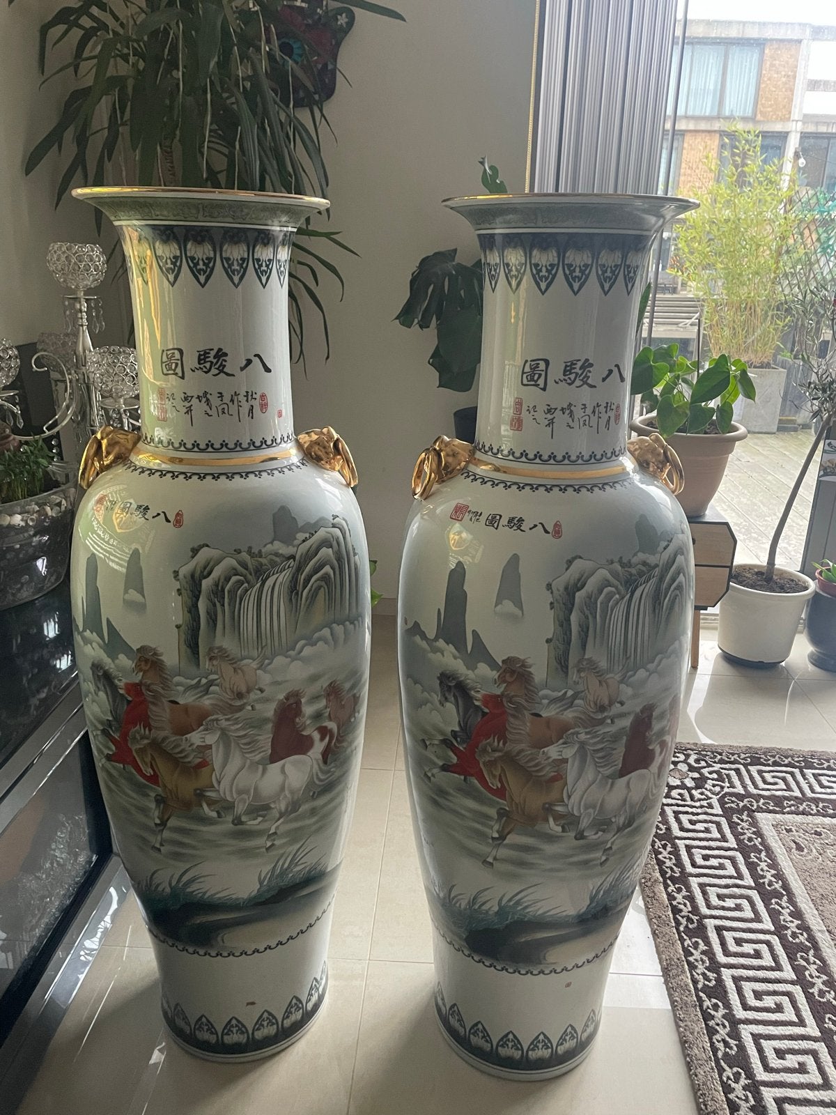 Prachtig paar Chinese vazen met paardenmotief, Ophalen of Verzenden