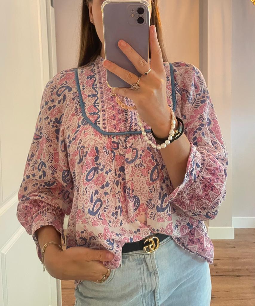 Antik Batik blouse Helene met print maat XS, Ophalen of Verzenden, Zo goed als nieuw, Maat 34 (XS) of kleiner, Roze