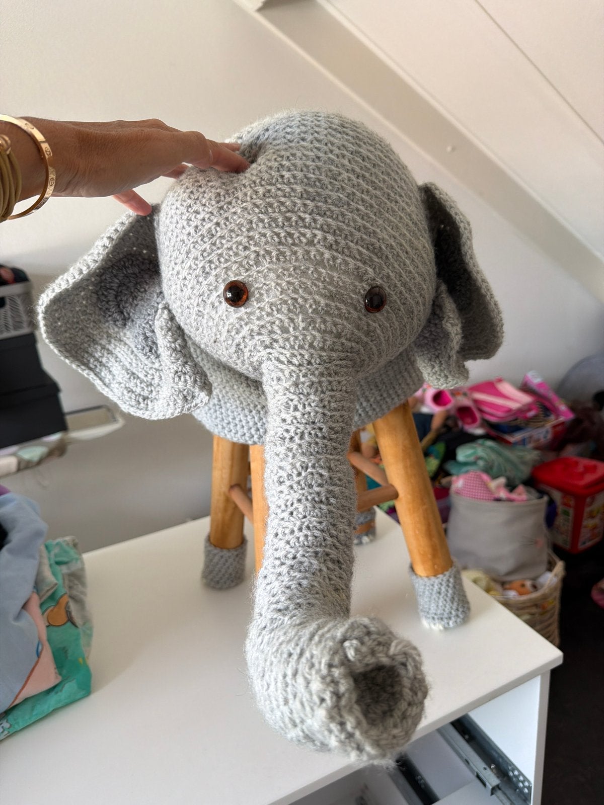Gehaakt olifant krukje - Hoofdje moet gerepareerd, Ophalen, Gebruikt, Stoel
