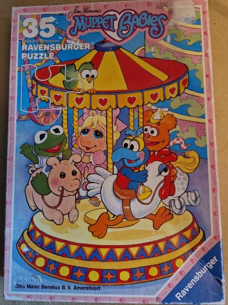 1986 2 x the muppet babies puzzle puzzel mb muppets show, Ophalen of Verzenden