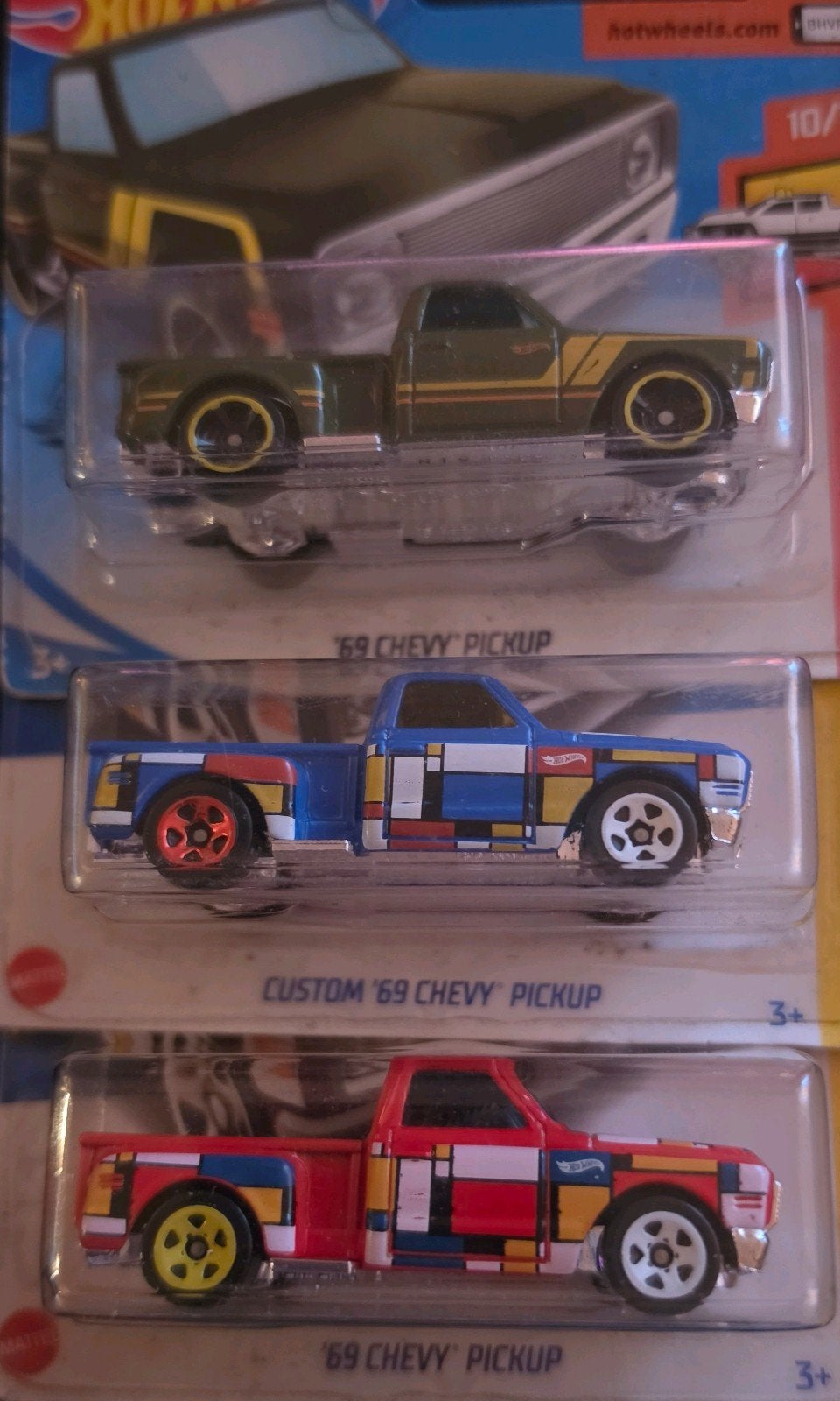 Hot Wheels Custom '69 Chevy Pickup 3x, Ophalen of Verzenden, Nieuw, Auto
