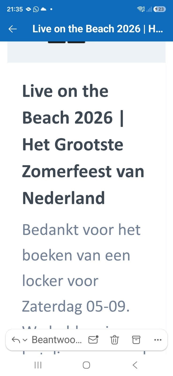 Locker (large) zaterdag 5 september - Live on the Beach, Twee personen