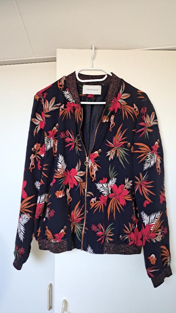 Bloesend jasje met rits van Promod maat 42, Kleding | Dames, Jasjes, Kostuums en Pakken, Blauw, Maat 42/44 (L), Zo goed als nieuw
