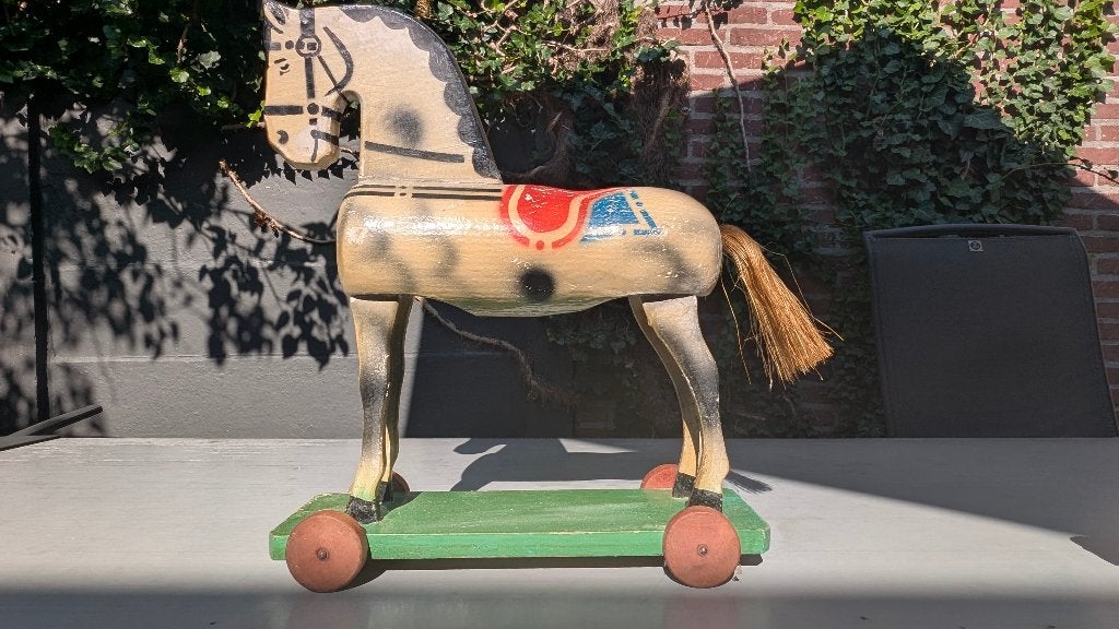 Houten paard op wielen, Ophalen of Verzenden