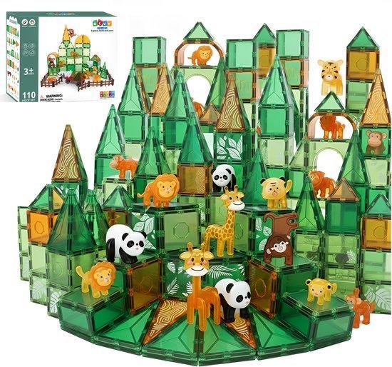 110 Magnetic Tiles -  Magnetische Tegels - Jungle - Dieren, Verzenden, Nieuw