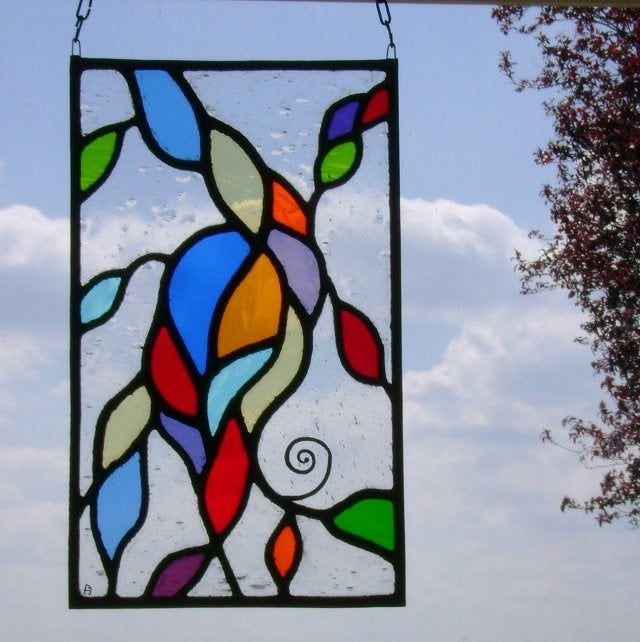 Voorzetraam raamhanger raam glas in lood, Meerkleurig, Overige stijlen, Nieuw, Ophalen of Verzenden