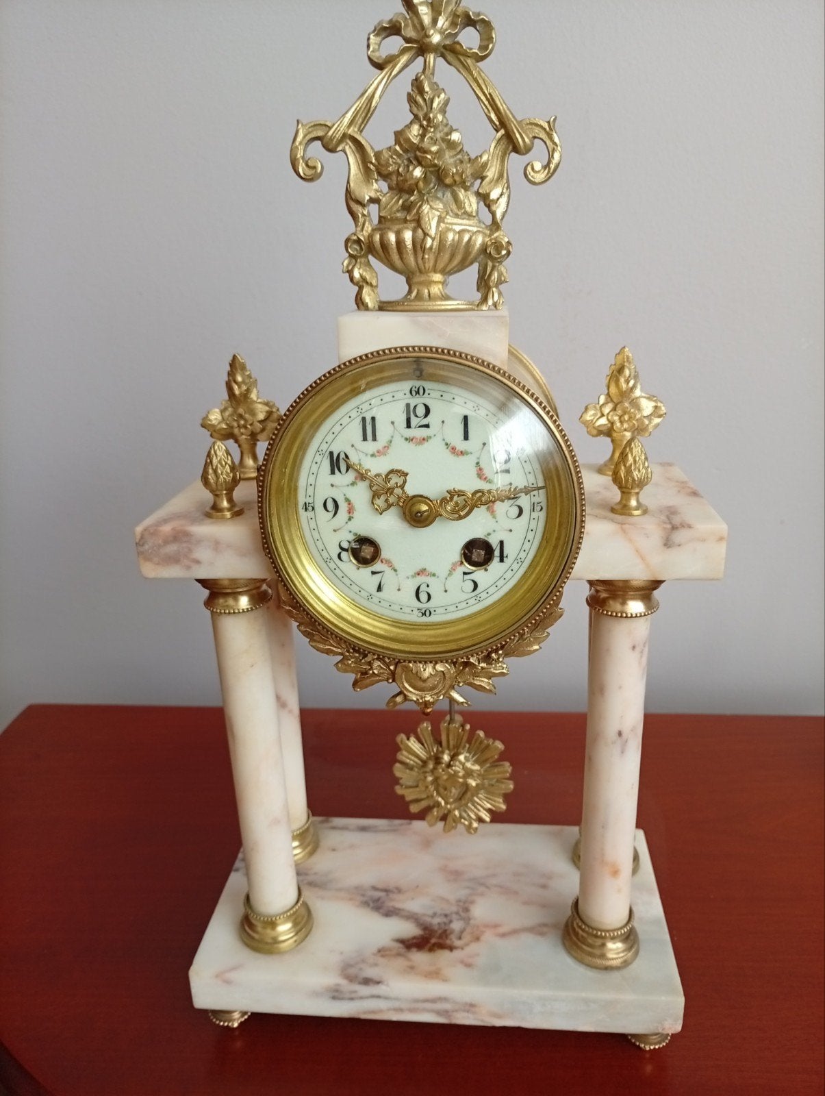 Antieke Franse pendule klok marmer en brons, Ophalen of Verzenden