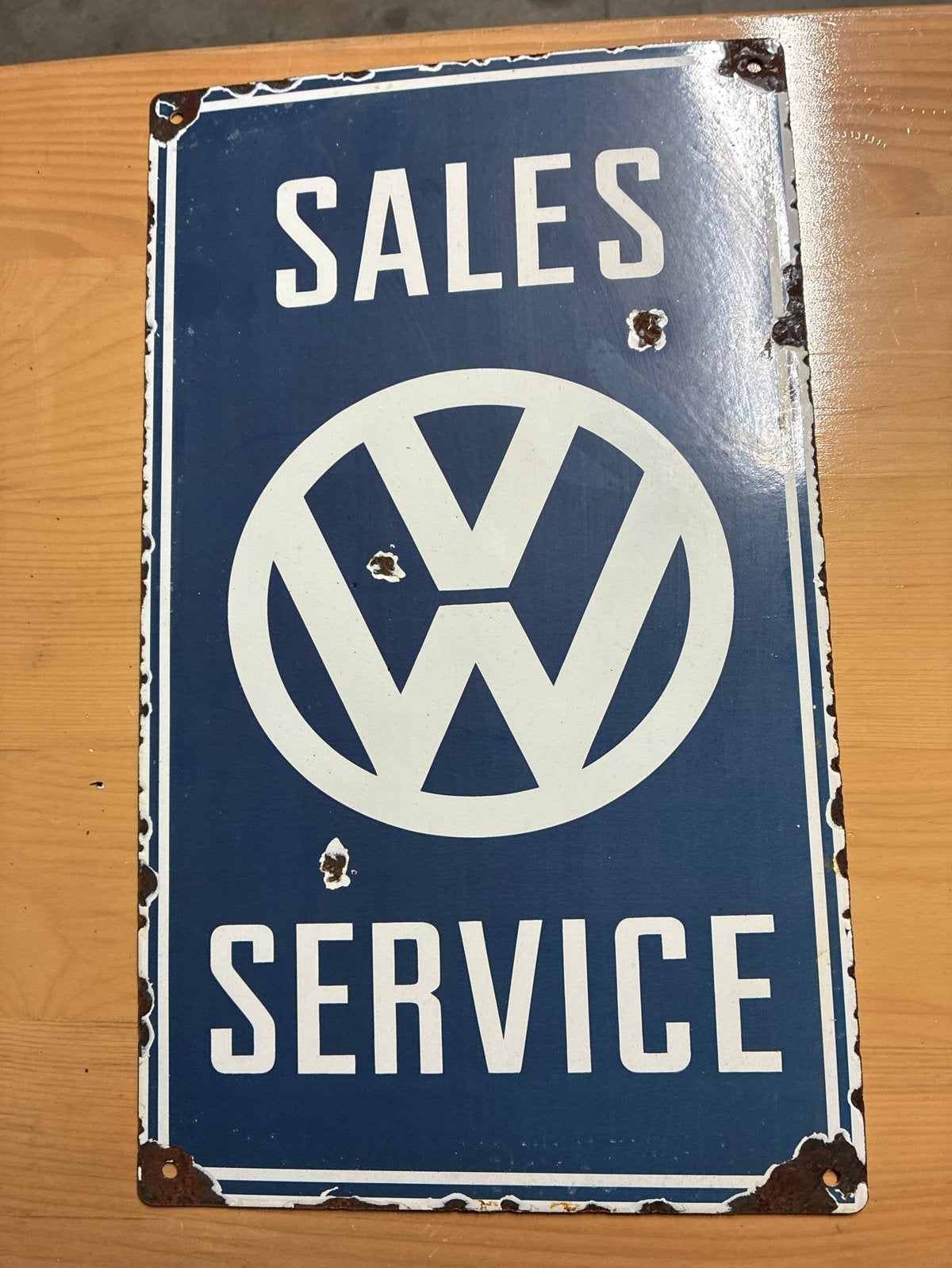 Vintage Volkswagen Sales & Service Emaille Reclamebord, Ophalen of Verzenden, Gebruikt, Auto's