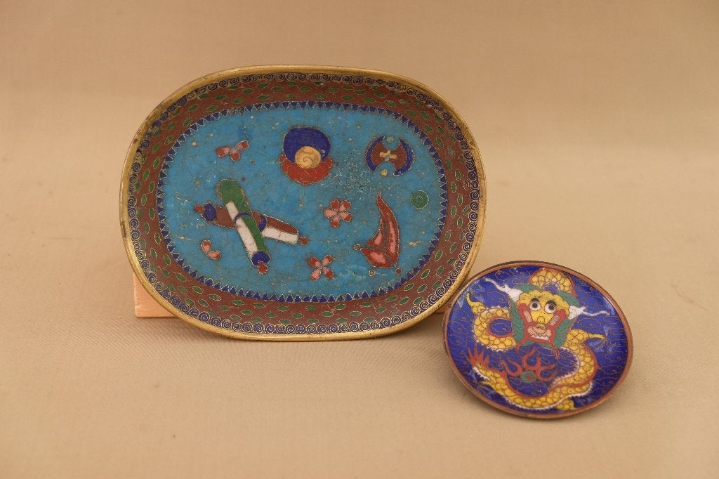 2x Cloisonné schaaltje  antiek, China, Ophalen of Verzenden, Overige typen, Overige materialen