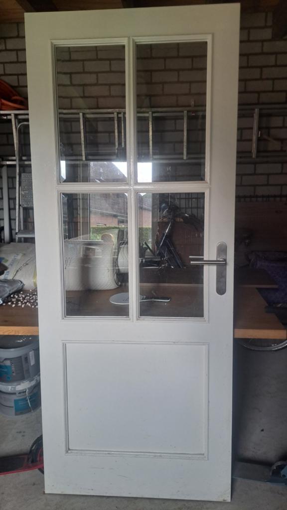 Binnendeur met glas, Ophalen, Gebruikt, 80 tot 100 cm, Binnendeur