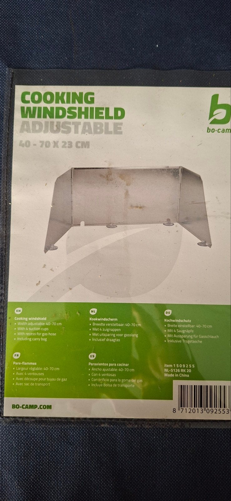 Bo-Camp Kookwindscherm - Verstelbaar 40-70 x 23 cm, Ophalen of Verzenden, Gebruikt