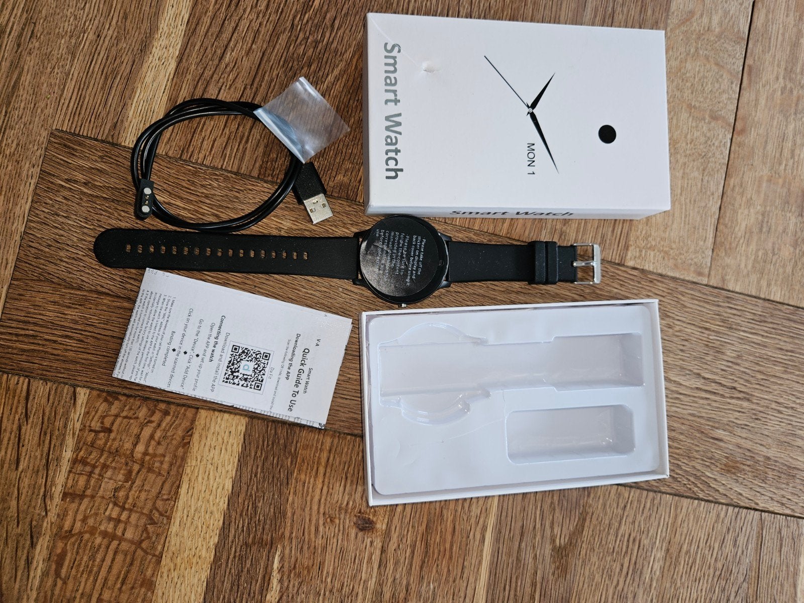 Smartwatch met hartslagmeter en stappenteller, Zwart, Nieuw, Ophalen of Verzenden, Hartslag