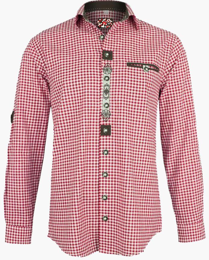 Trachten overhemd maat M tm 2XL rood/wit 100% katoen, Trachtenmode.nl, Nieuw, Ophalen of Verzenden, Overige halswijdtes