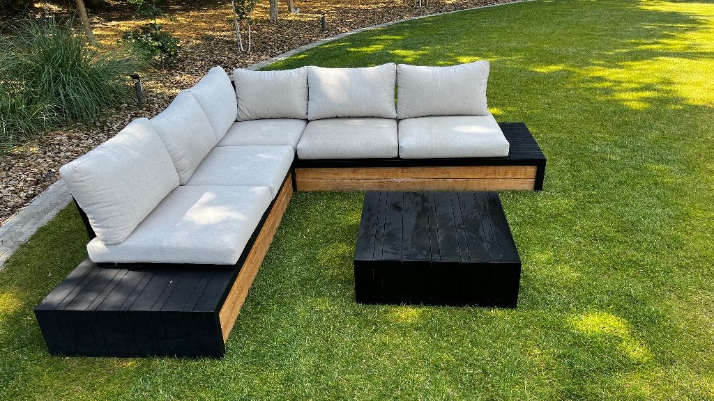 lounge set 4 zitter of als hoekbank 5 zitter, Ophalen, 5 zitplaatsen, Gebruikt, Aluminium