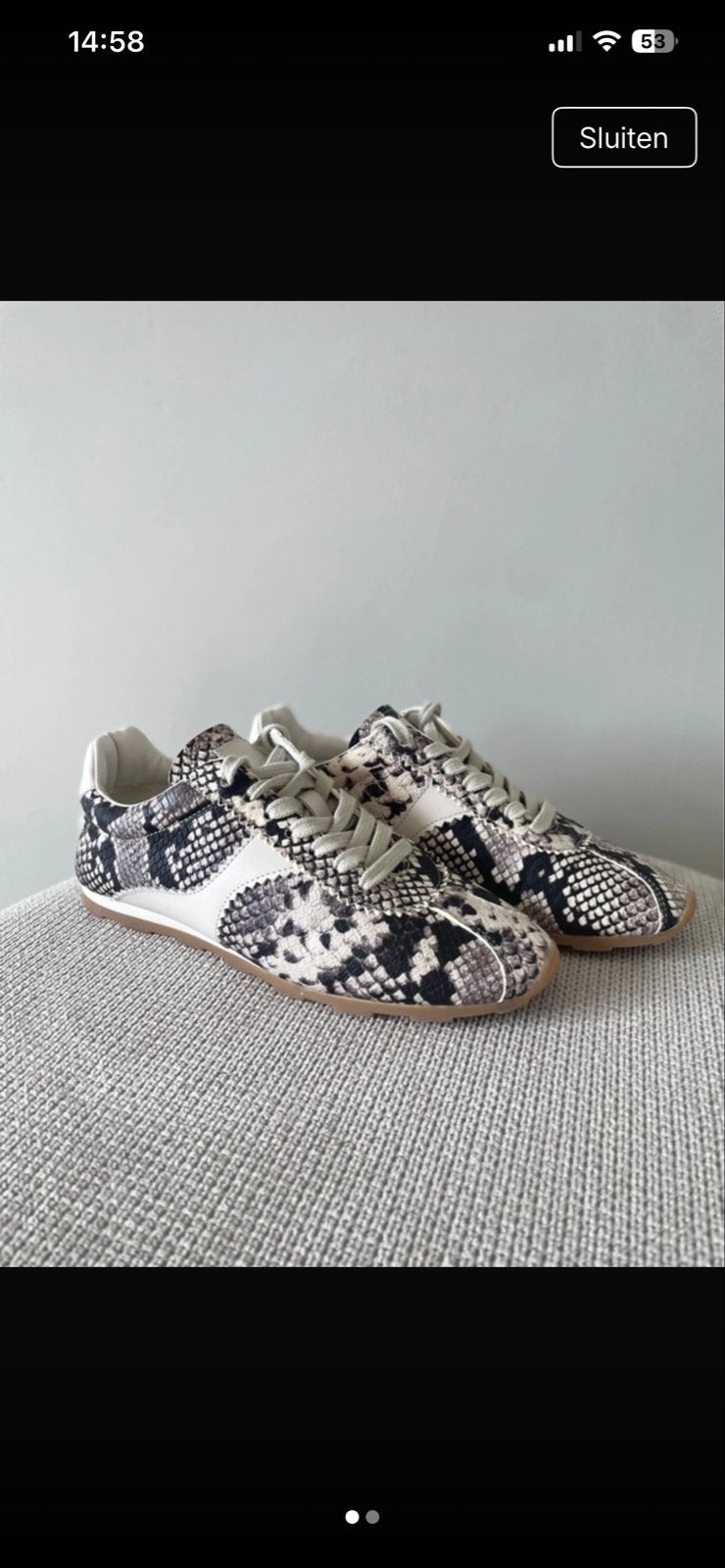 Toral sneakers met slangenprint - Maat 38, Ophalen of Verzenden, Zo goed als nieuw, Overige kleuren, Sneakers of Gympen