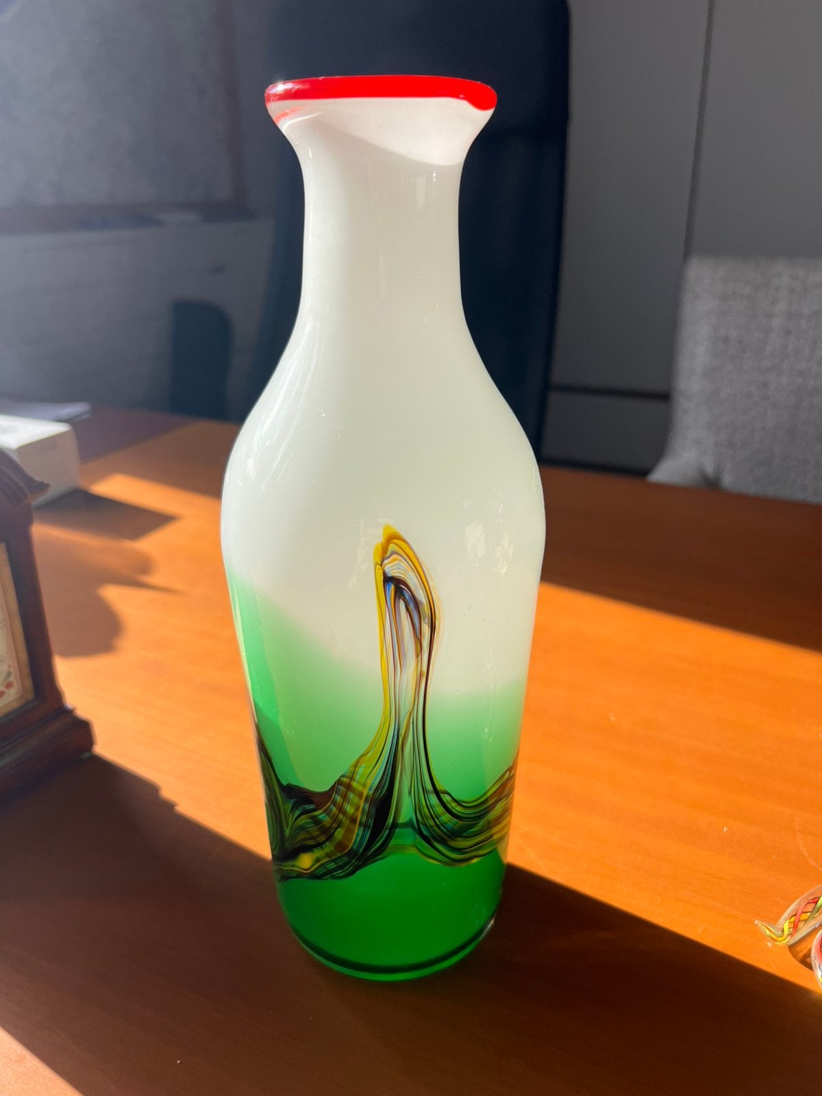 Grote vintage Murano glazen vaas – Italië – 30 cm, Ophalen of Verzenden