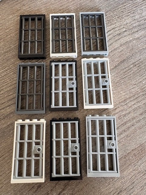 lego tralie  deurtjes of ramen grijs met kozijn, Ophalen of Verzenden, Nieuw, MOC (eigen creatie), Lego